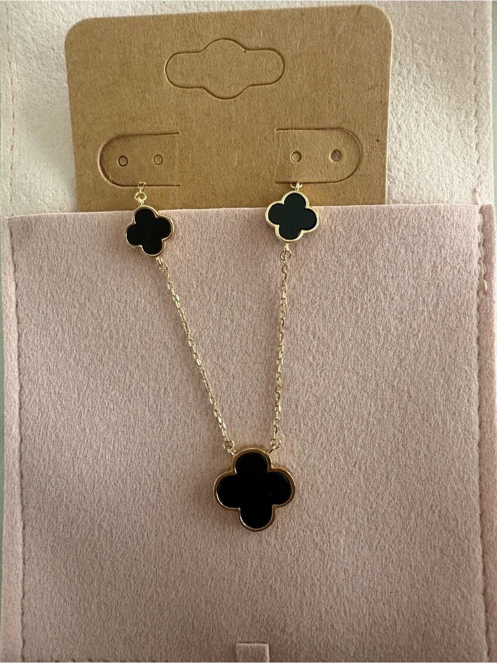 SS925 black clover necklace- adjustable